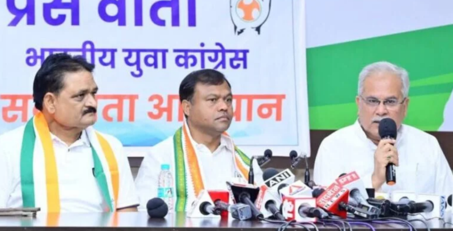 Chhattisgarh Congress leaders Deepak Baij and TS Singhdeo meeting in Korba